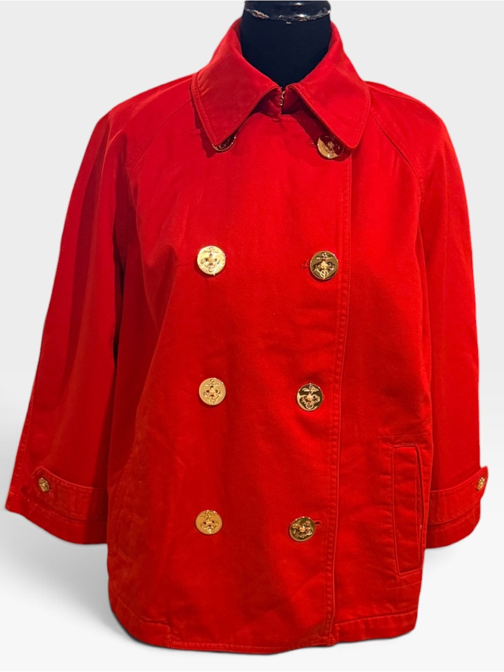 Lauren Ralph Lauren Red Nautical Swing Jacket Gold Buttons 1X